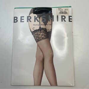 Berkshire Stockings Sheer Silky Leg Sexyhose Size C D Lace Top Black St 1361